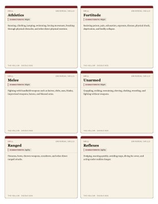 First page of Skill Cards