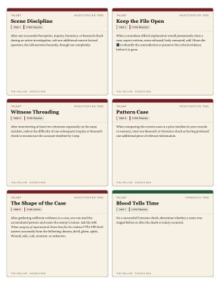 First page of Talent Cards